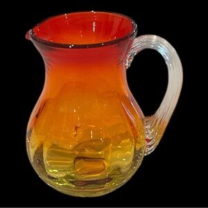 Vintage Blenko Amberina Mini Pitcher With Applied Handle 3.5" Tall MCM EUC